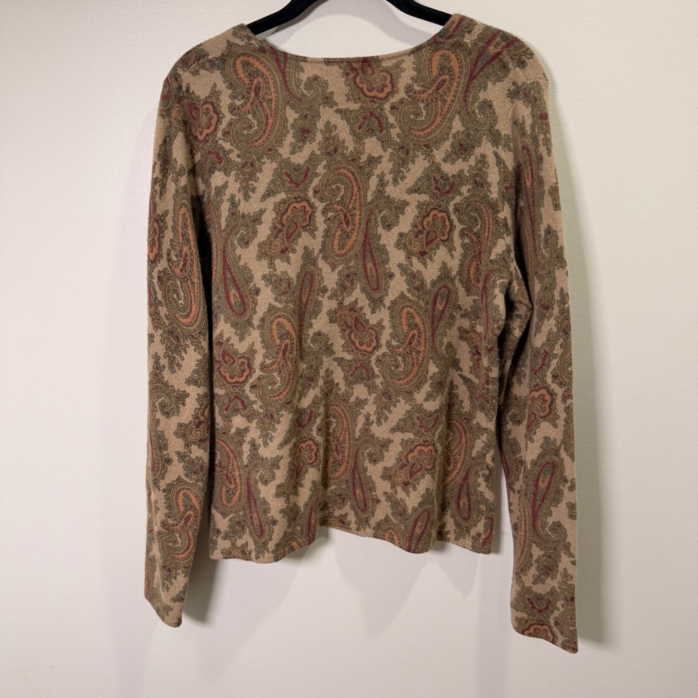 Lambs Wool Angora Paisley Button Front Sweater Cardigan (L) Tweeds Soft Light - Picture 10 of 11